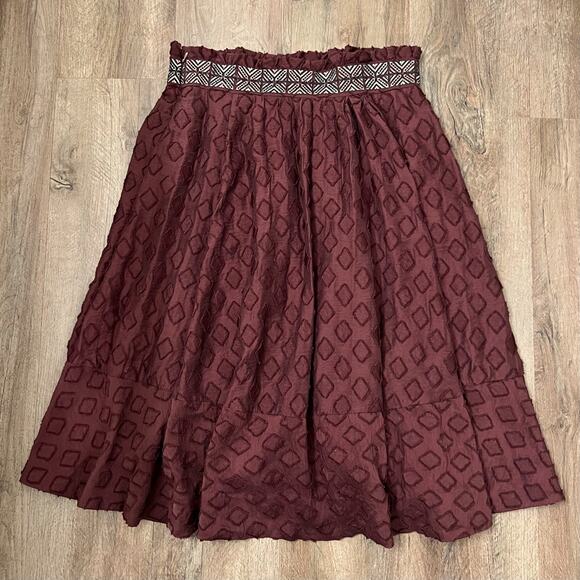 Maeve‎ X Anthropologie Women's Brown Diamond-Cut A-line Skirt Size 8 - Picture 7 of 12